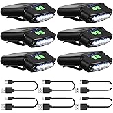 Mudder LED Clip on Cap Lights USB Rechargeable Cap Flashlight Clip Waterproof Ultra Bright Hat Flashlight Headlamp for Fishing Camping Hand Work