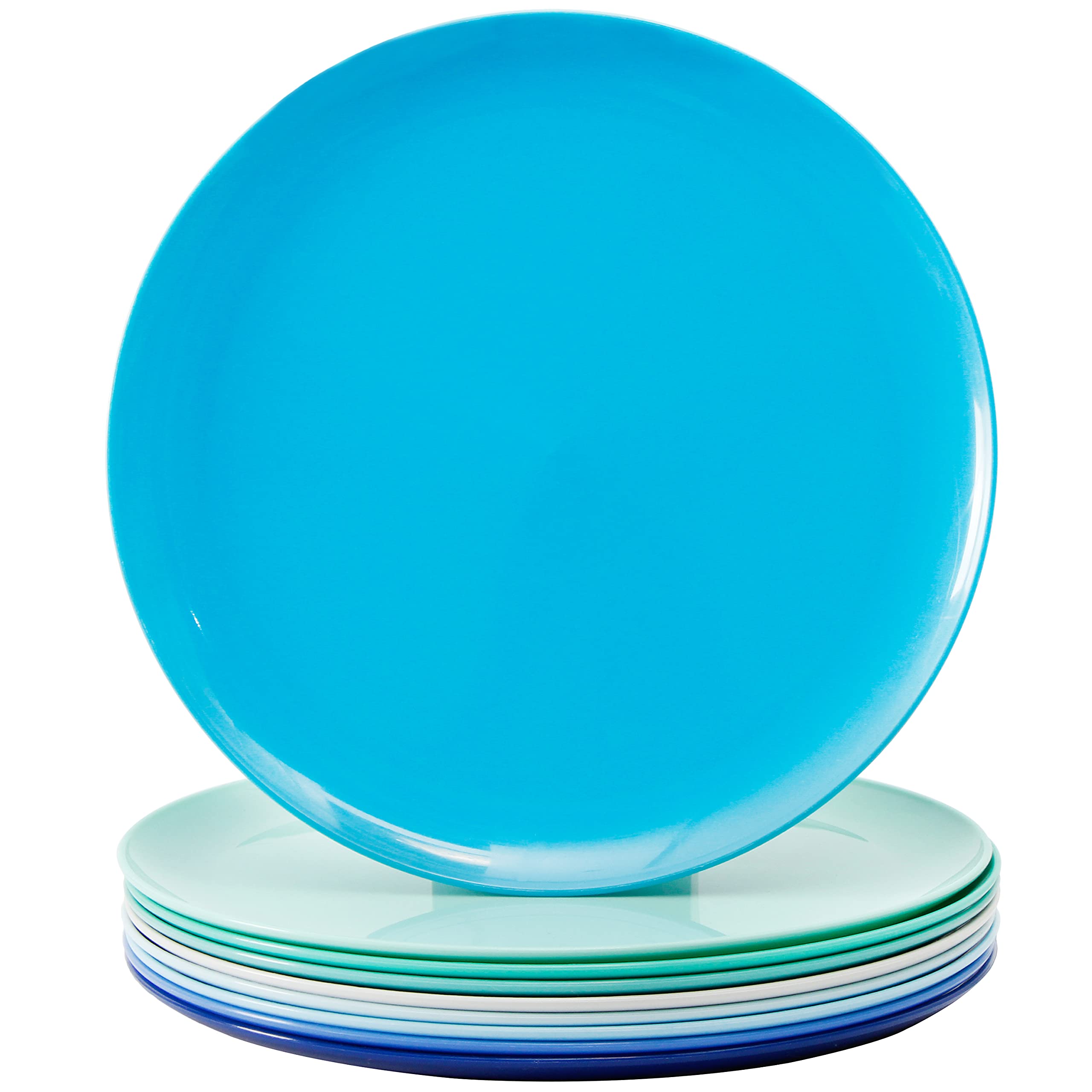 Youngever 9 Pack 25CM Re-usable Plastic Plates, Large Plates, Dinner Plates, Set of 9 (Coastal Colors)