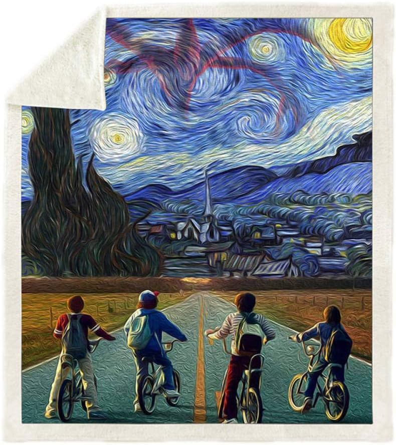 LIFUQING Stranger Things 3D Printed Sherpa Blanket Sofa Sofa Hiking Picnic Quilt Cover Travel Bedding Throwing Wool Blanket-120x150cm