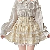 Lolita Fuzzy Skirt with Shorts Teen Girls Mini Kawaii Lace Tiered Ruffle High Waisted Skort Women Fluffy Pleated Skirts