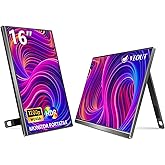 Veout 16" Portable Monitor for Laptop, 1920 * 1200P FHD IPS Travel External Screen, Dual USB-C & Mini-HDMI Blue Light Filter Eye Care Second Display with 4 Colors Kickstand, 0.3" Ultra-Slim