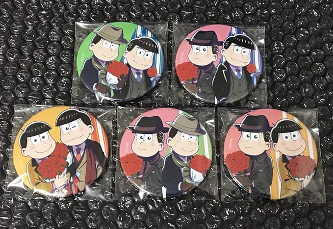 Amazon Co Jp おそ松さん Pronto 第三弾 ペア缶バッジ 5個 カラ松 チョロ松 水陸松 馬鹿松 材木松 サイバー松 末松 プロント 秋葉原 ペア 缶バッジ ホビー 通販