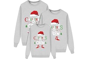 HOUJIBFA Matching Family Christmas Sweatshirts, Xmas Ugly Funny Jumper Long Sleeve Holiday Pullover Tops for Mom Dad Clothes