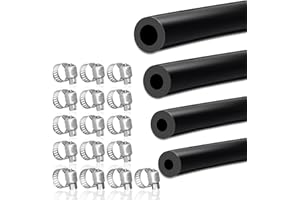 SDZONGES Vacuum Hose Automotive, 1/8" 5/32" 1/4" 3/8" ID Vacuum Hose, 5FT Vacuum Lines Automotive, 130PSI Max Pressure Silicone Vacuum Hose, Vacuum with 16pcs Hose Clamps.