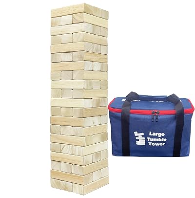 JacJoe All Pro Tumble Tower Game 60 Wood Blocks 20 Rows 12 x 4 x 2.5 cm Outdoor