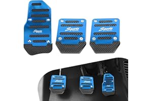 Sumjig 3 PCS Car Foot Pedal Kit, Alloy + Rubber Anti-Slip Transmission Accelerator Pedal Brake Pedal Cover Clutch Anti-Friction Pedal, Modification Accessories, for Most Manual Vehicles (Blue)