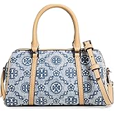 Tory Burch Women's T Monogram Denim Mini Barrel Bag, Powder Blue, One Size