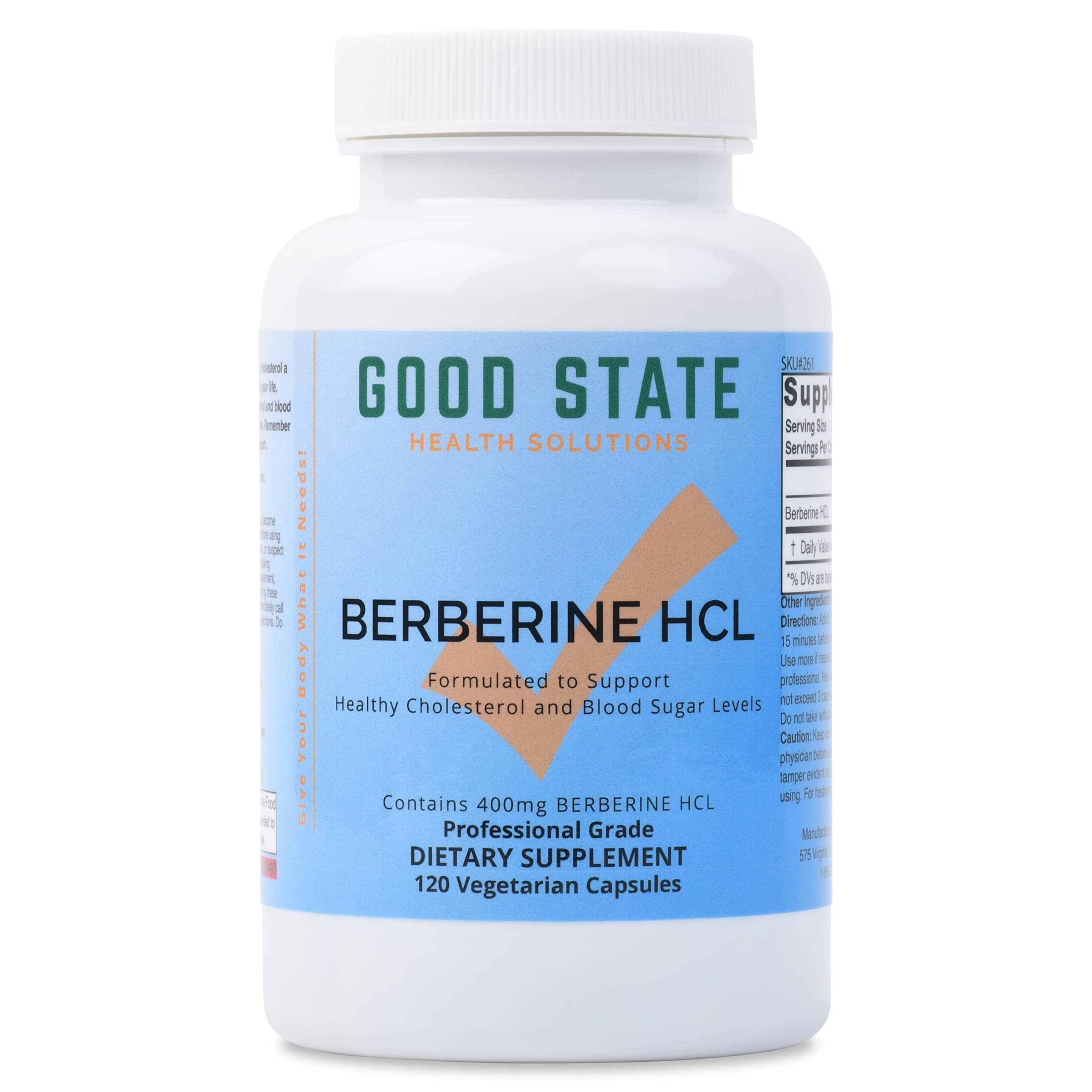 Good State | Berberine HCL | Cholesterol & Sugar Balance | Professional Grade | 120 Capsules