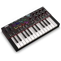Akai Professional MPK Mini IV USB-C MIDI Keyboard Controller for Beginners and Producers - MPC Drum Pads, 360° Knobs, Pitch &