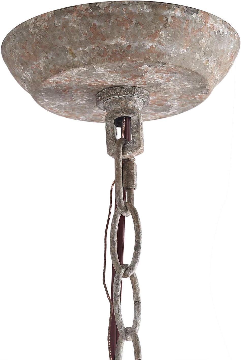 LNC French Country Chandeliers Wood 6 Lights Rust Arms for Dining, Bedroom, Living Room and Bathroom, Brown - - 