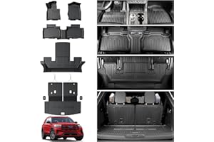 HOUCLEMIC Floor Mats for 2020-2025 2026 Ford Explorer Accessories, Cargo Mat with Backrest Mat All Weather TPE Waterproof for Ford Explorer 6 Passenger Captain Seat ST Accessories 2025 2024 2023