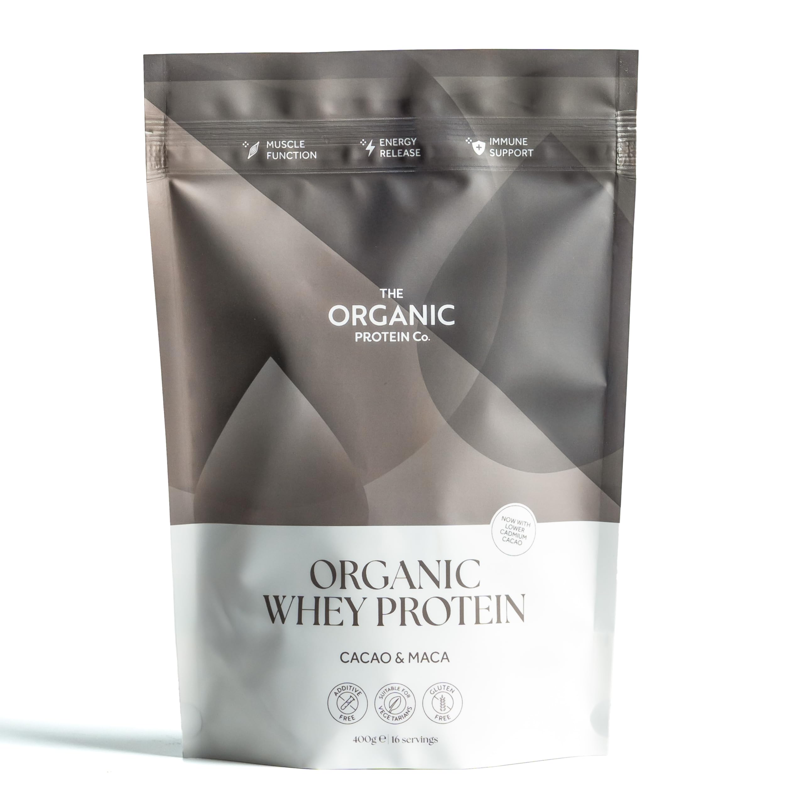 The Organic Protein Co. – Chocolate Organic Whey Protein Powder | Additive Free, Undenatured, Bioactive, UPF Free, Emulsifier Free, Primarily Grass Fed, Vegetarian, Gluten Free – 400g