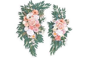 Emivery Artificial Wedding Arch Flowers, Dusty Pink Flower Swag Welcome Sign Floral Swag Arrangements Arch Flowers for Wedding Ceremony, Bridal Shower, Party Flower Decoration
