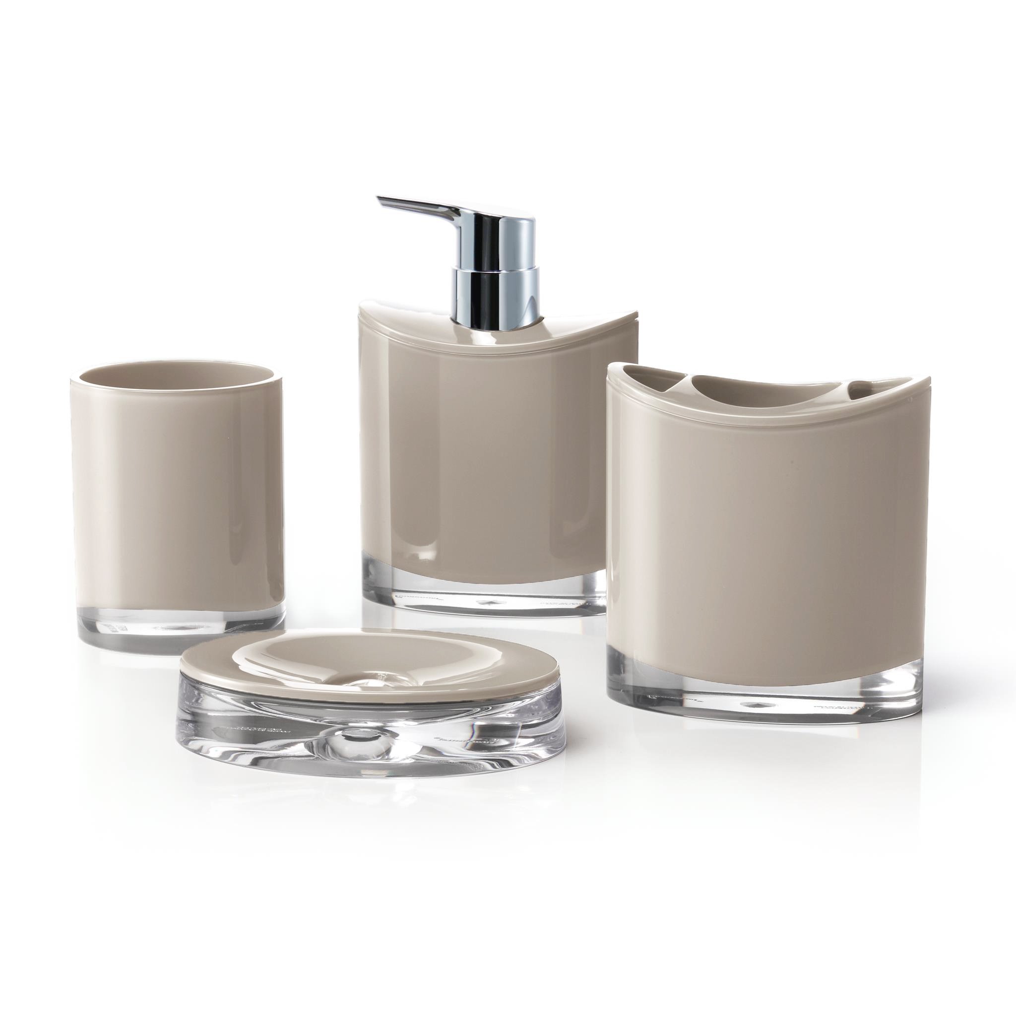 IMMANUEL Optic Designer 4Piece Modern Brown Bathroom Accessory