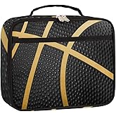 YoCosy Kids Lunch Box for Boys Girls Balck Gold Sport Basketball Insulated Lunch Bag Reusable Small Cooler Bag Meal Containers Tote Kit for School Travel Women Men