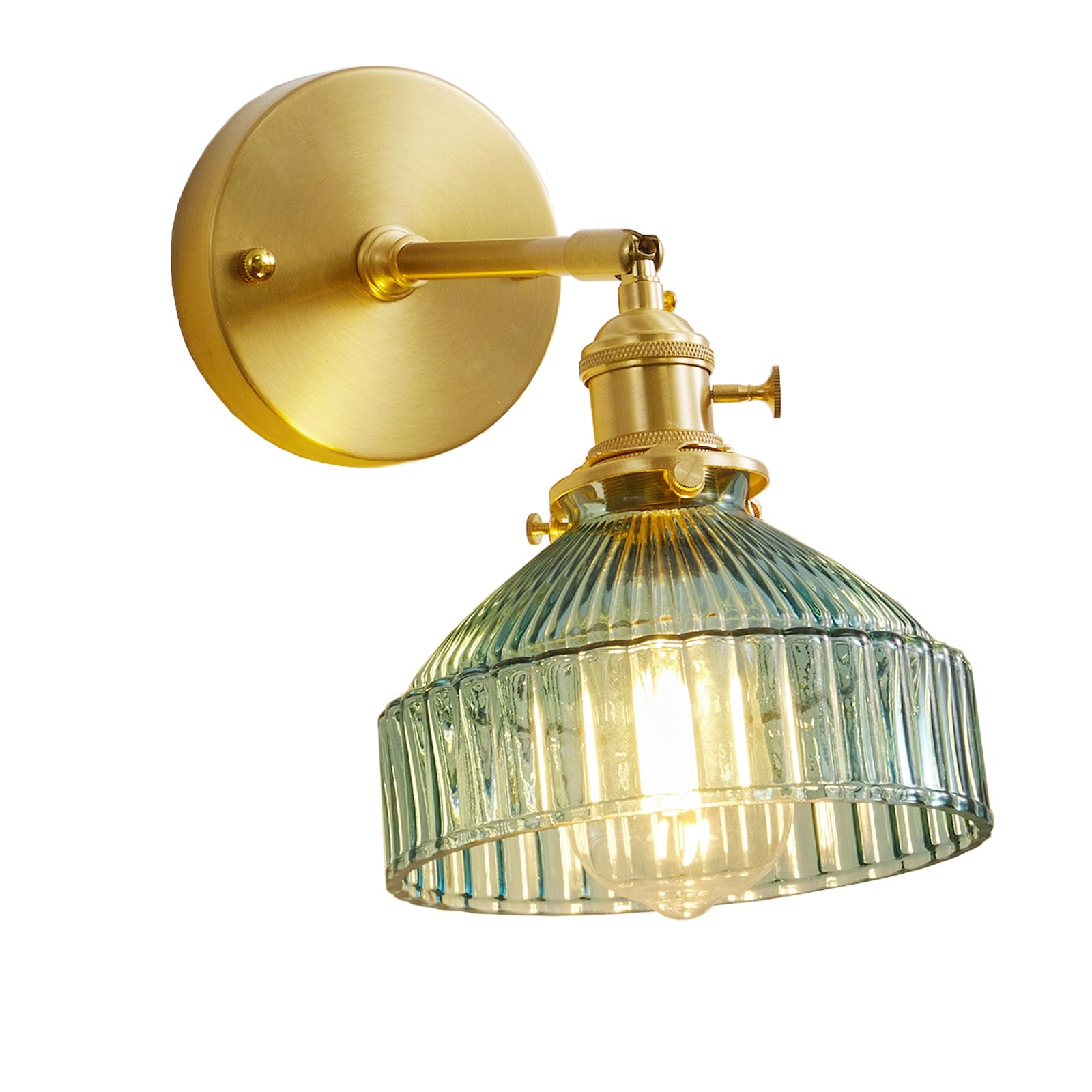 Photo 1 of YJQHXY Hardwired Nordic Handcrafted Glass Wall Sconce with Adjustable Brass Socket,180° Degree Up and Down Lighting Adjustment Reading Lamp, Twist Switch Wall Lighting for Living Rooms and Bedroom