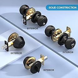 TICONN Round Door Knobs, Ball Door Knob with Dead