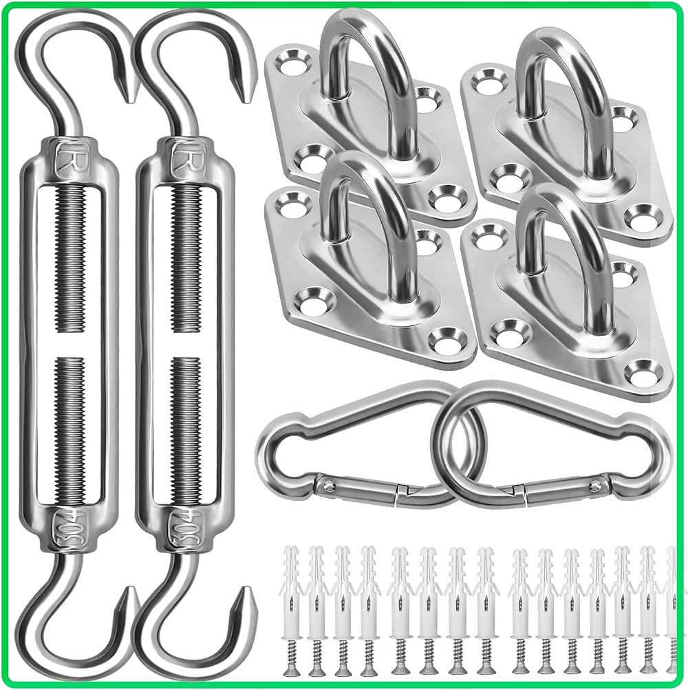 Morzejar Sun Shade Sail Fixing Kit M6 Stainless Steel Hardware Set 304