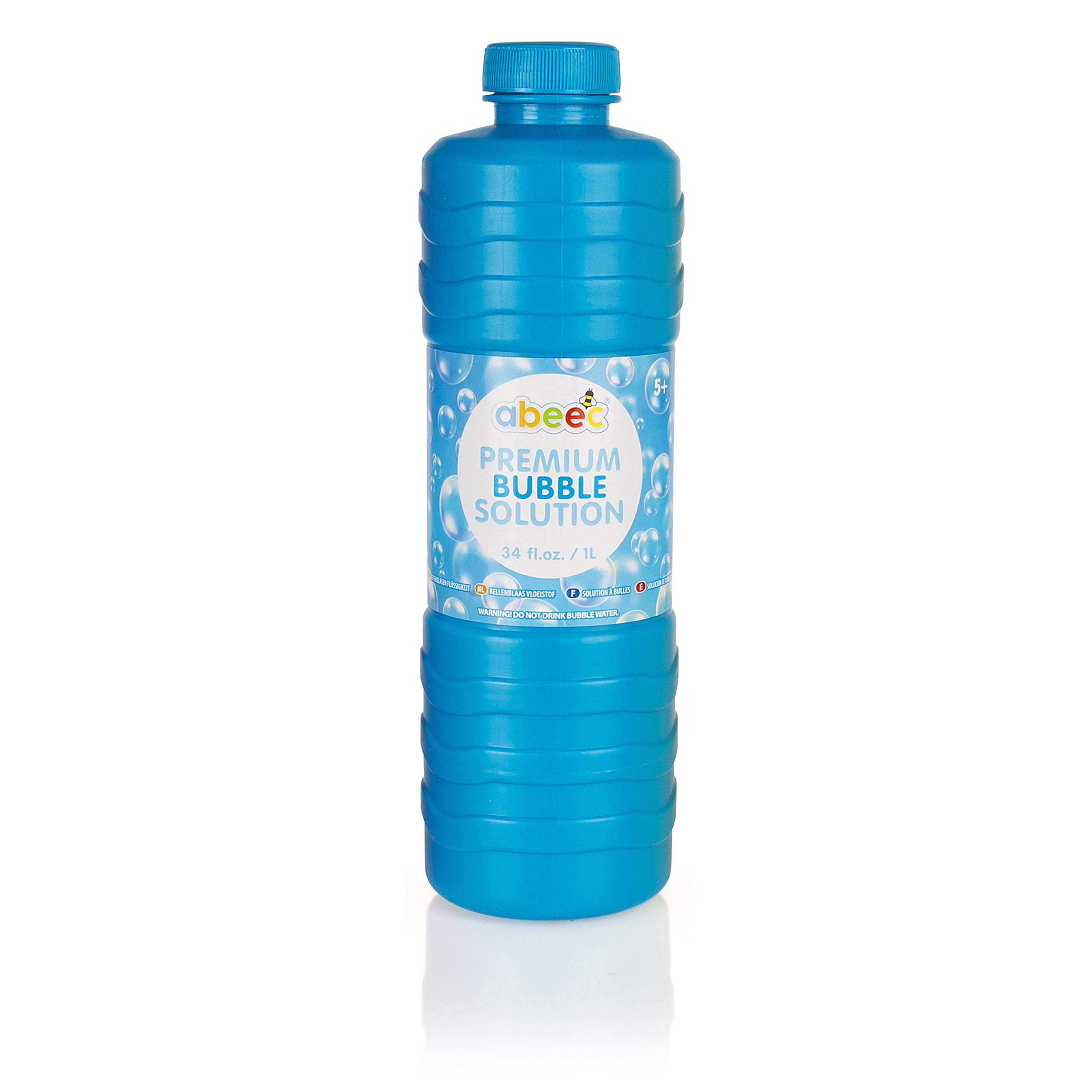 Abeec Premium Bubble Solution - 1 Litre Bubble Mixture with Wand for Machines - Giant Garden Games for Kids