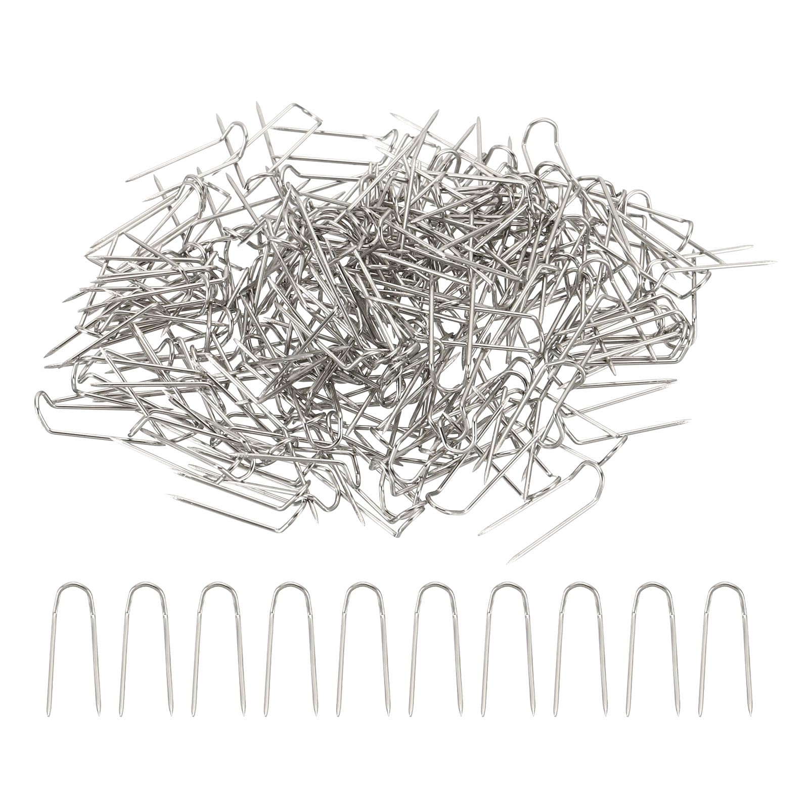 PATIKIL Fork Pins, 200 Pcs Stainless Steel Sewing U-Pins 0.7" Double Blocking Pin for Sewing Jewelry Fabric Craft DIY, Silver