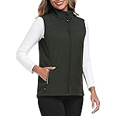 MoFiz Women's Fleece Lined Softshell Vest Windproof Lightweight Insulated Sleeveless Jacket Full Zip Running Vest