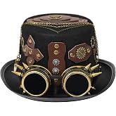 XWXLDD Unisex Gothic Steampunk Top Hats with Goggle Gear Halloween Hat Headwear Men Women