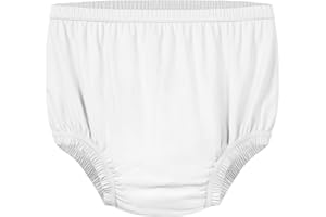 EEOST Adult Diaper Cover Silent Waterproof Plastic Rubber Pants for Incontinence Leak Protection with Light Absorbent Layer (White, 3XL)