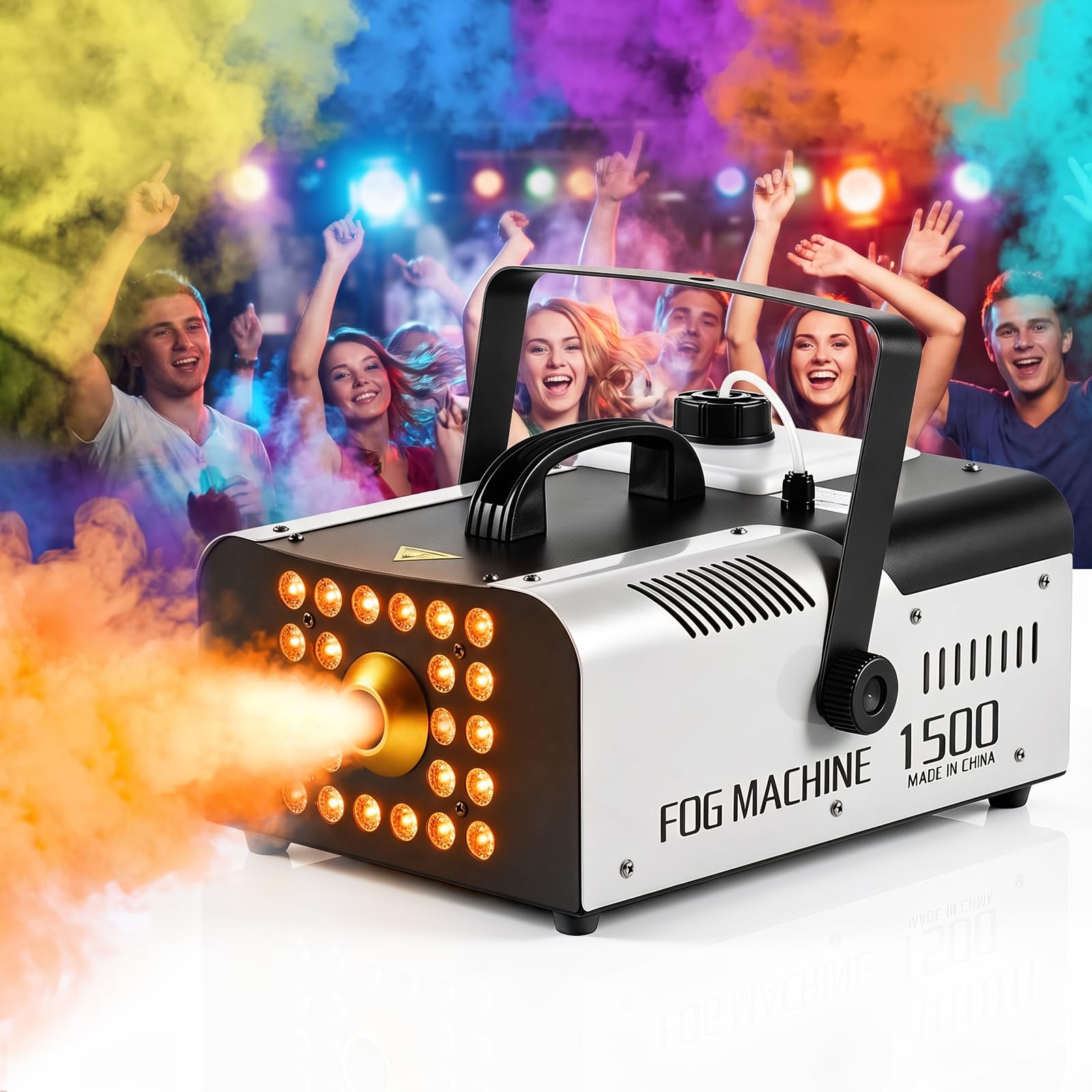 CFKEJI Fog Machine for Halloween Outdoor Indoor 1500W with 24 LED Lights | 20000 CFM, 16 Colors 3 Light Modes, 2.5L Tank & Re