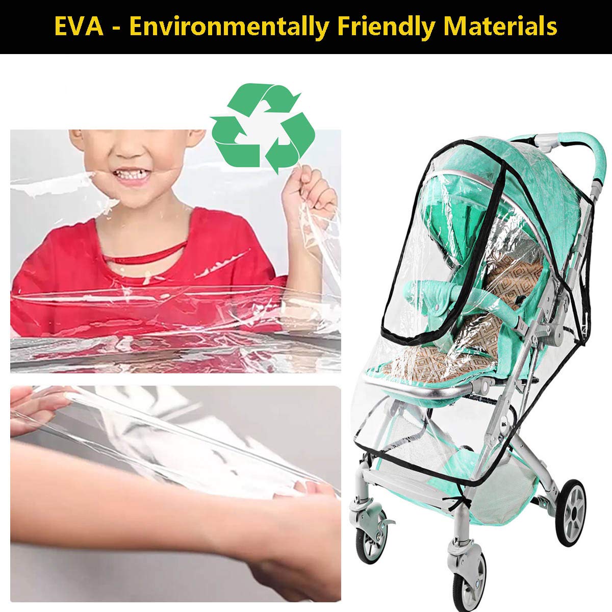 Universal Stroller Rain Cover & Mosquito Net 2-Piece Set - Weather Protection For Babies