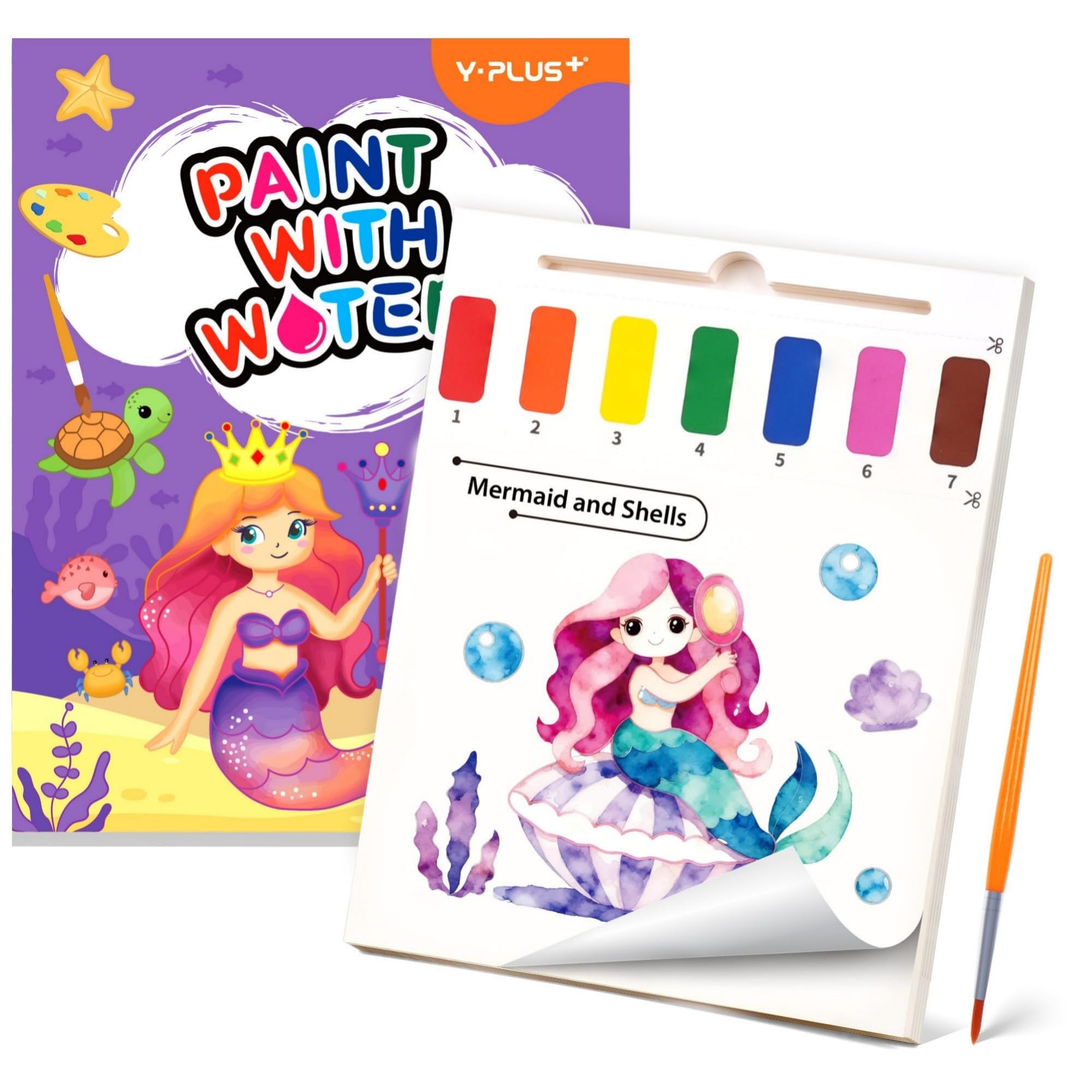 YPLUS Water Colouring Book for Children Painting Watercolour Paint Set Paper for Kids, Magic Book Arts and Crafts Gift for Drawing - Mermaid — image 1