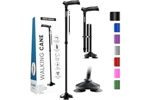 HONEYBULL Walking Cane for Men & Women Foldable, Adjustable, Heavy Duty, Free Standing, All Terrain, Collapsible Walking Sticks for Seniors & Adults