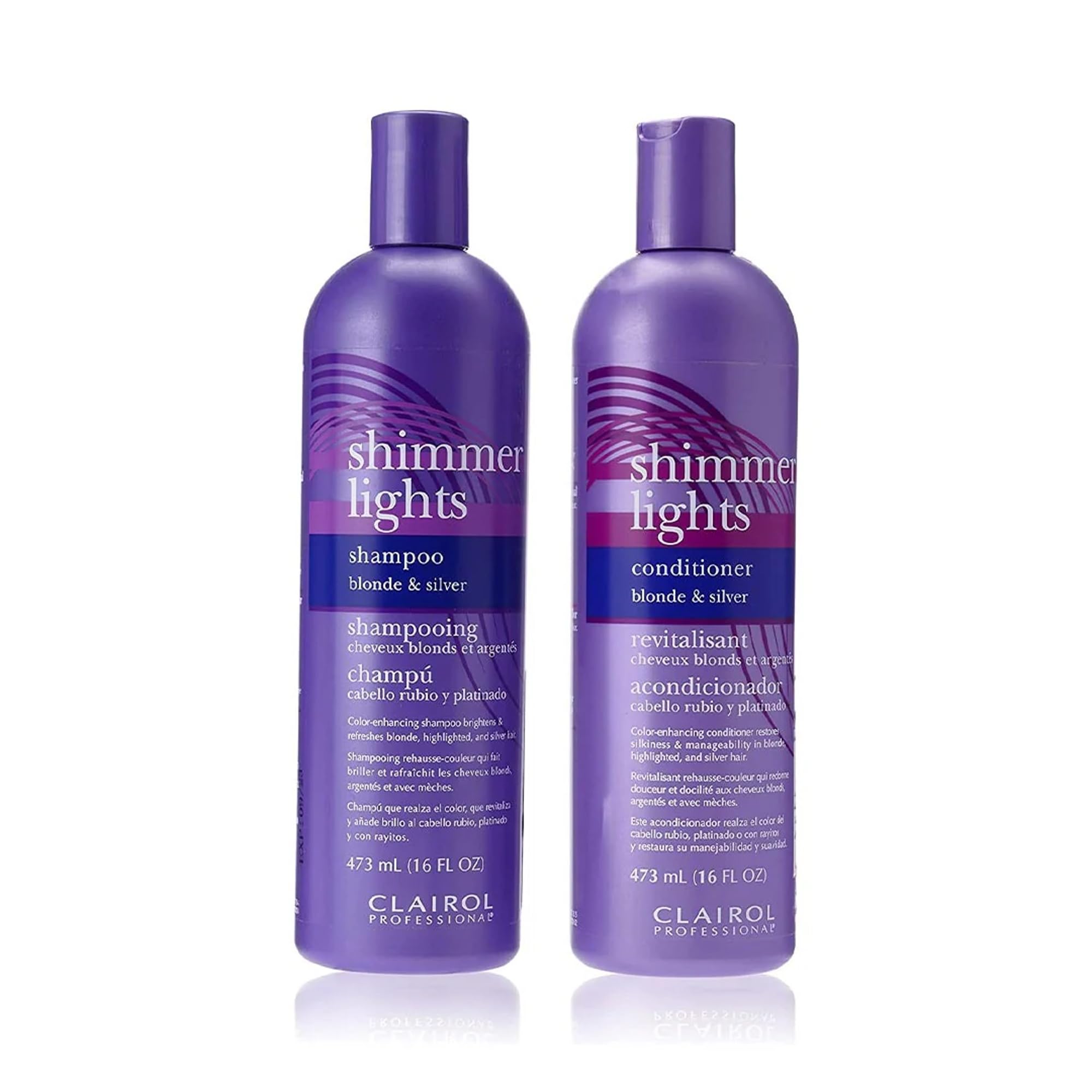 Clairol Shimmer Lights 16 oz. Shampoo + 16 oz. Conditioner For Blonde And Silver Hair (Combo Deal)