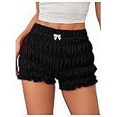 SOLY HUX Women's Ruffle Shorts Y2k Lace Lolita Bloomers Elastic Waist Frill Bottoms Micro Boyshorts