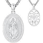 LOOVE Saint Necklace for Men Sterling Silver St Michael St Christopher St Anthony St Jude Virgin Mary Necklace for Women Catholic Religious Jewelry Gift