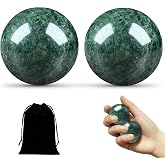 Hand Therapy Balls for Stress Relief,Baoding Balls for Women &amp; Men,Marble Chinese Massage Ball Set for Hand Exercise,Arthritis,Brain Stress Relief,2 Pack with Storage Bag (1.57inch Dark Green)