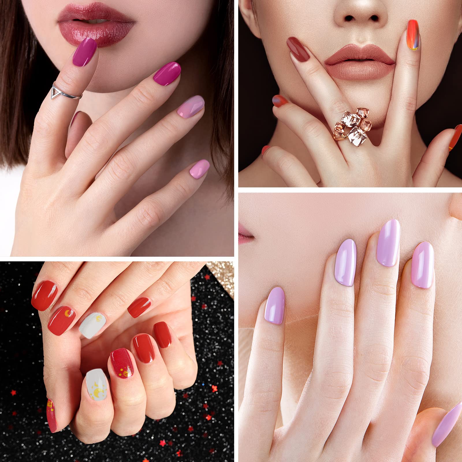 Maitys 560 Pieces 40 Sheets Full Wrap Nail Stickers Nail Polish Strips Decals Self Adhesive Gel Fingernail Strips Art Decals with File for Women DIY Craft Decorations(Glitter Style) - Image 7