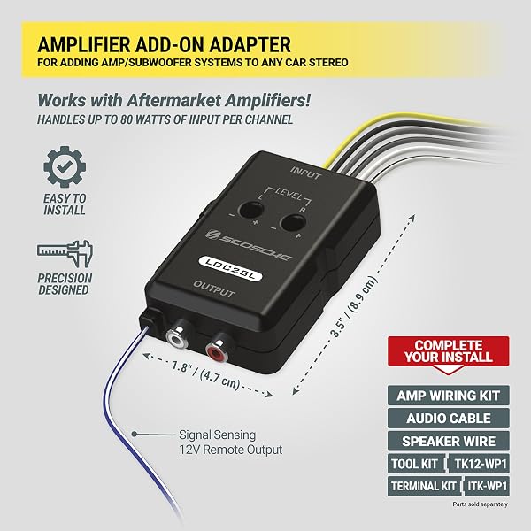 SCOSCHE LOC2SLSD CAR STEREO 2-CHANNEL ADJUSTABLE AMPLIFIER ADD-ON ADAPTER