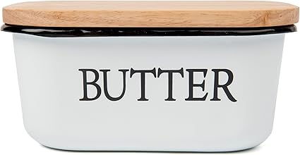Amazon 農家風 エナメル バター入れ 木製蓋付き 1 5ポンドのバターが入る クラッシックな黒色 白色 撹乳による新鮮なバターの作り方説明書付き 日本語ではない場合があります Your Uncommon Essentials バターケース 通販