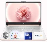 HP 14″Rose Gold Lightweight Laptop, with Office 365 & Copilot AI, Intel Processor, 4GB RAM Memory, 1.6TB Storage (64GB SSD + 512GB Portable + 1TB OneDrive)
