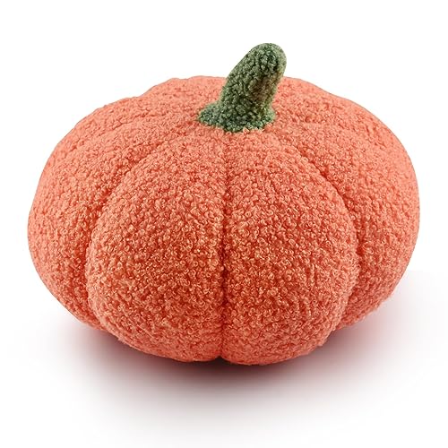 TSLBW Halloween Pumpkin Throw Pillow, Stuffed Fluffy Plush Toy Sofa Cushion Soft Pumpkin Throw Pillow Decoration for Thanksgiving Home Decor Party Kids Gift(Orange)