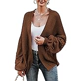 Cakulo Womens 2024 Oversized Chunky Cardigan Sweaters Fall Fashion Open Front Knit Long Sleeve Cardigans Brown M
