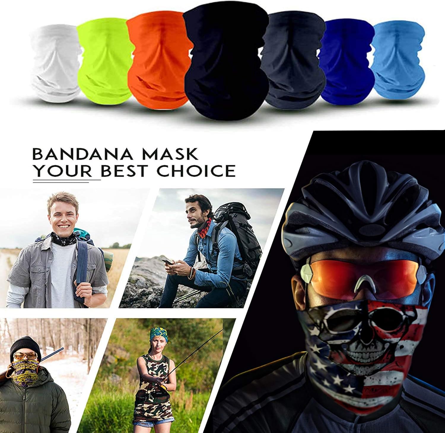 Elimoons Bandanas for Men & Women Breathable Cooling Neck Gaiters,Summer UV Protection Face Cover Outdoor Sport Reusable Face Gaiter Fishing Running Motorcycle: Sports & Outdoors