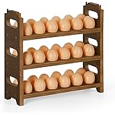 Wooden Egg Holder Countertop Fresh Chicken Egg Holders Storage for Gathering Fresh Eggs, 3-Tier Stackable with 36 Eggs, Farmhouse Home Eggs Rack Organizer Decoration