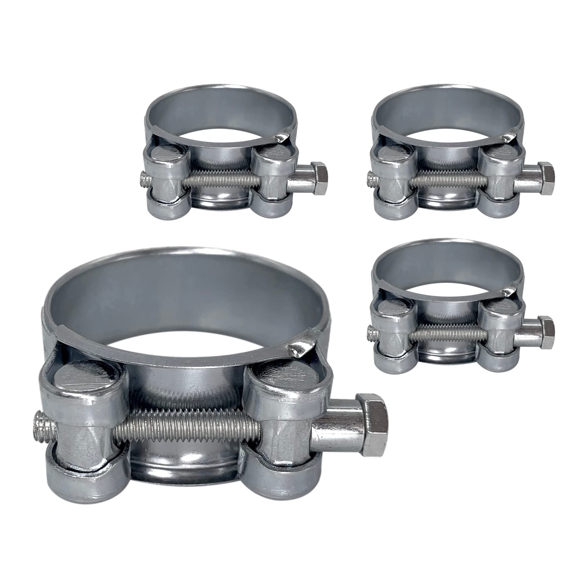 (Pack of 4 pcs) Pipe 48-51 mm Strong Reinforced Pipe Clamps, Galvanized Steel Tube Hose Clamp Fasteners (4 pcs, 48-51 mm)