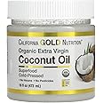 Organic Extra Virgin Coconut Oil by California Gold Nutrition - Use as Cooking Oil or Butter Substitute - Use Externally on Hair & Skin - Vegan Friendly - Gluten Free, Non-GMO - 16 fl oz (473 ml)