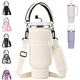 AceTreker Water Bottle Carrier Bag with Paracord Handle for Stanley 40/30 oz Tumbler Neoprene Insulated Mug Sleeve Pouch with 2 Pockets & Adjustable Strap & Straw Cover for Stanley Cup Accessories