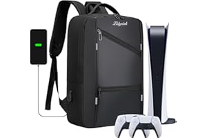 ZLDYPINK Gaming Travel Backpack for PS5/PS5 Slim, Protective Carrying Case Storage Bag Compatible with PlayStation 5 Console with USB Port for Game Disc, Controllers and More Gaming Accessories