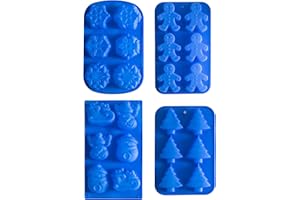 IHOMECOOKER 4PC Silicone Christmas Baking Mold Set Christmas Tree Snowflakes Snowman Cake Mold,bath bombs,Soap Mold Set