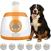 TIEXITOR Large Automatic Dog Ball Launcher with 6 Tennis Balls (2.5"), Dog Ball Thrower for Medium & Large Dogs, 3 Adjustable