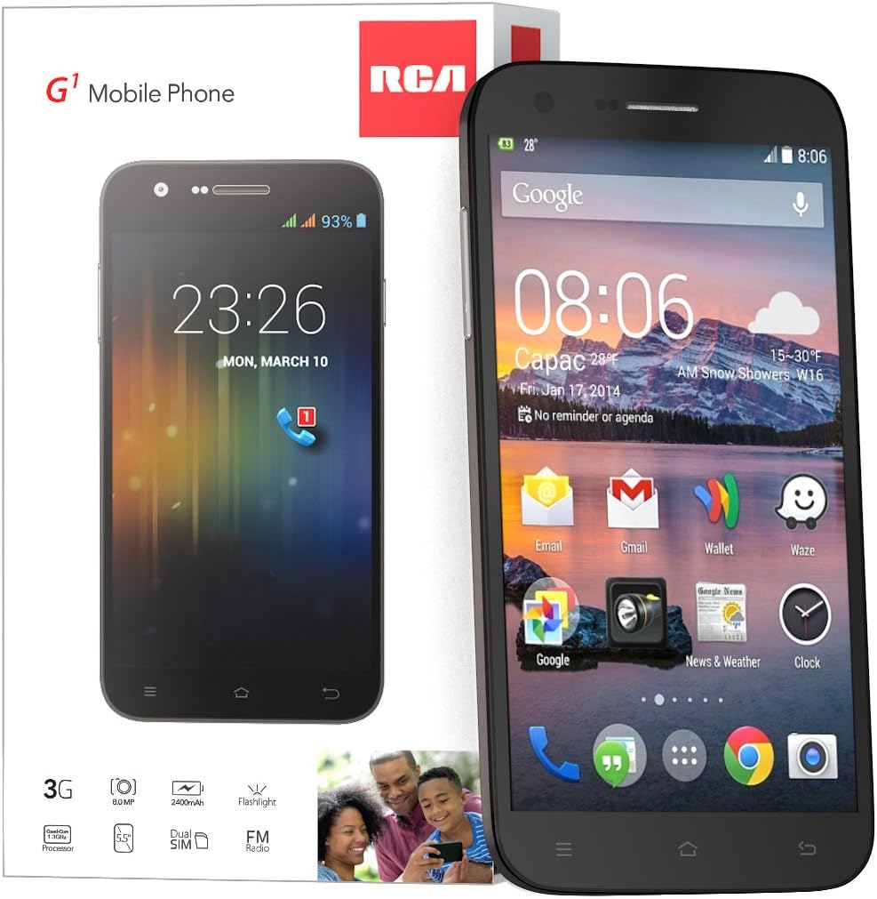 RCA G1 5.5" HD, Unlocked Dual Sim Smartphone - Black